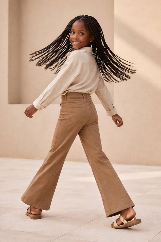 Kahverengi İspanyol Paça Kanvas Pantolon