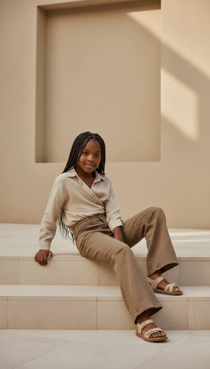 Kahverengi İspanyol Paça Kanvas Pantolon