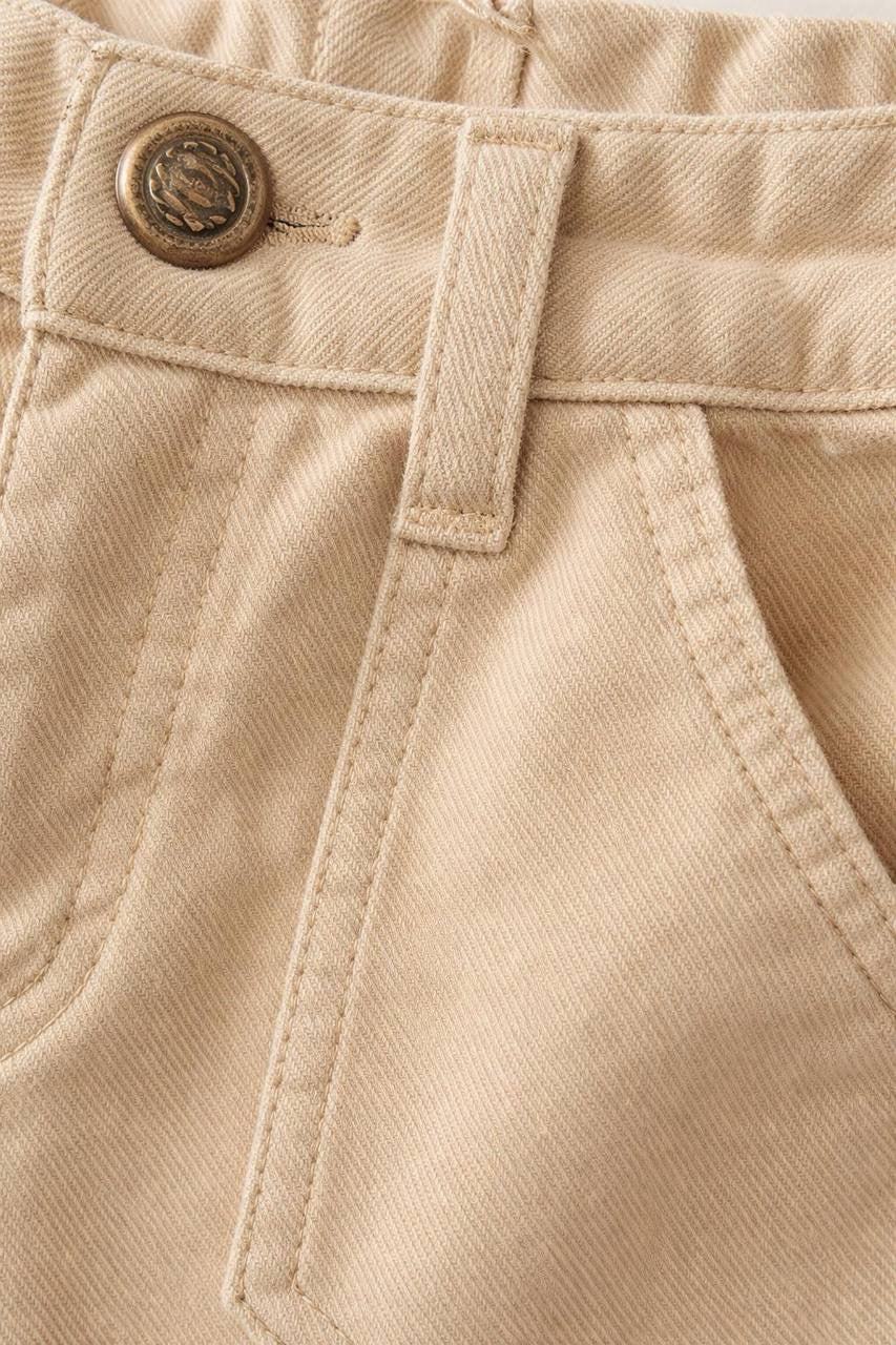 Krem Kanvas Pantolon