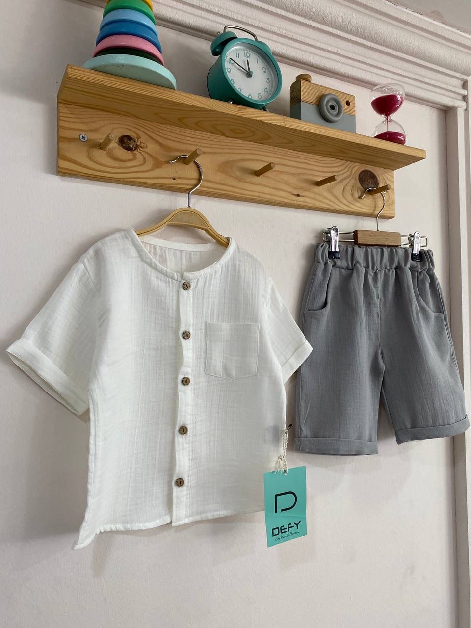 Müslin Tişört Gri İkili Takımı