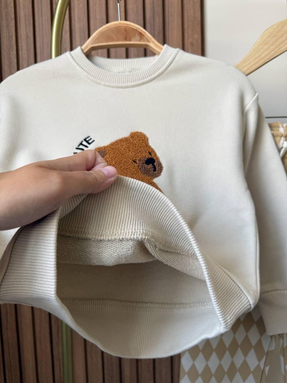 Bear Nakış Detaylı İkili Takım