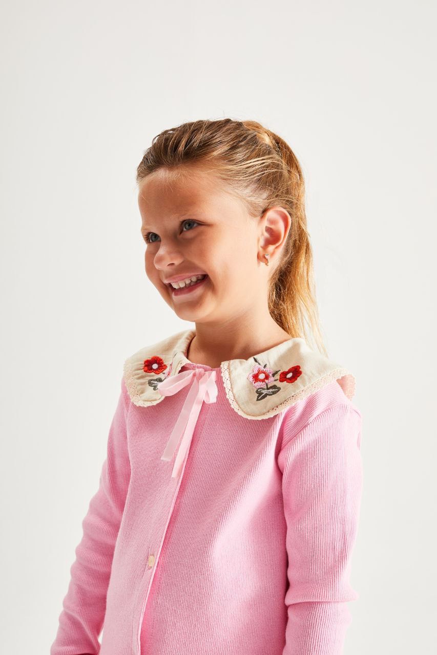 Bebe Yaka Taytlı İkili Takım-Pembe