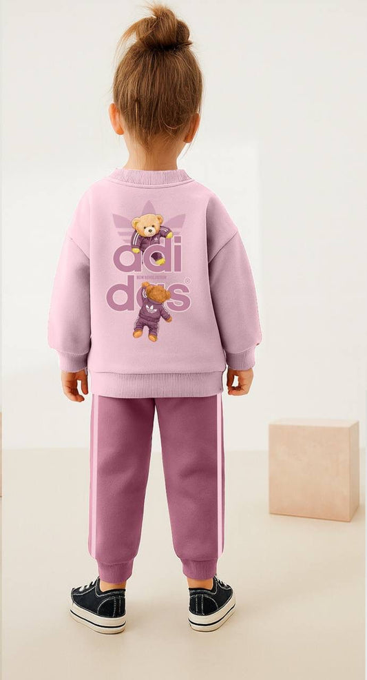 ADS Bear Baskılı İkili Takım Pembe