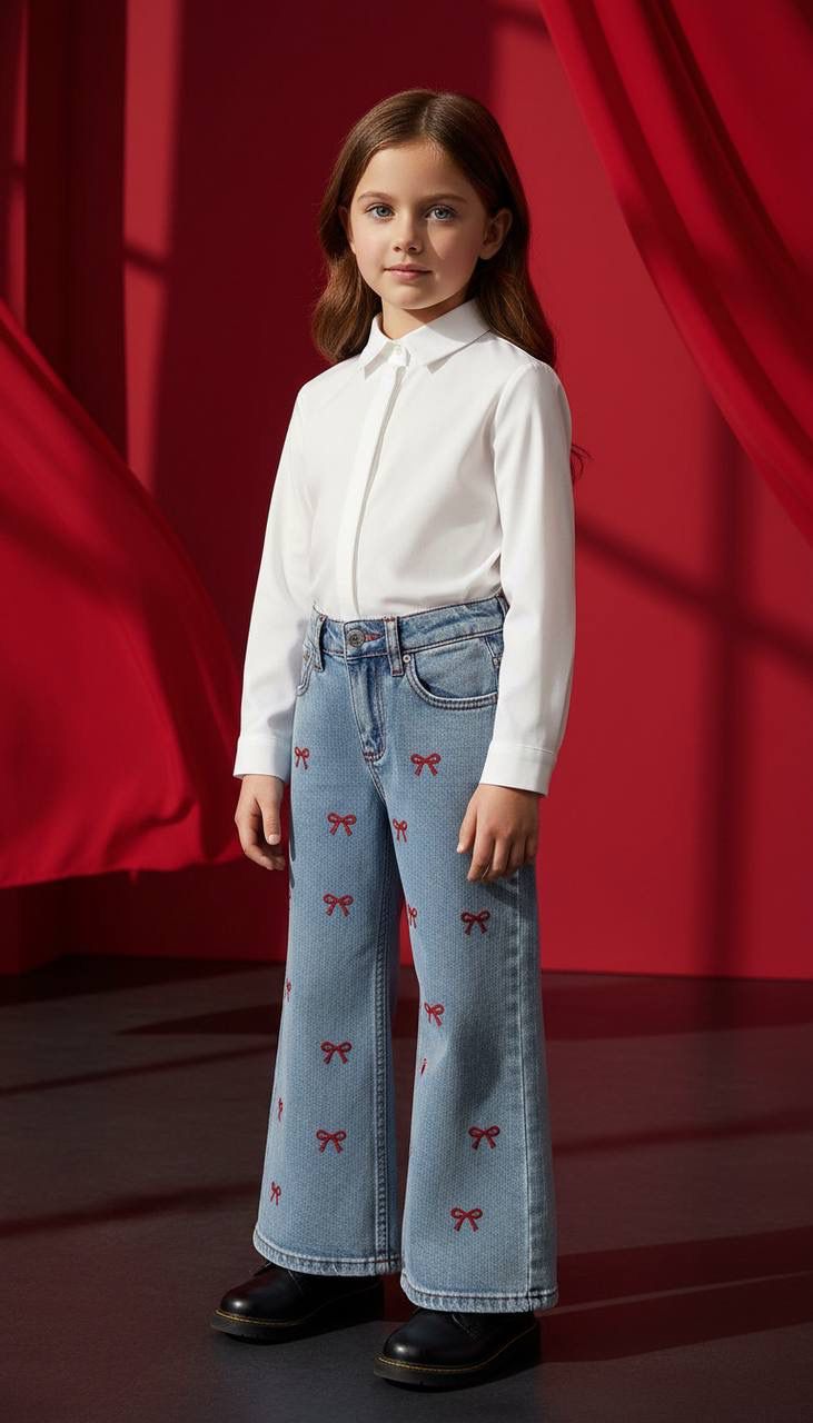 Fiyonk Nakışlı İspanyol Paça Jean