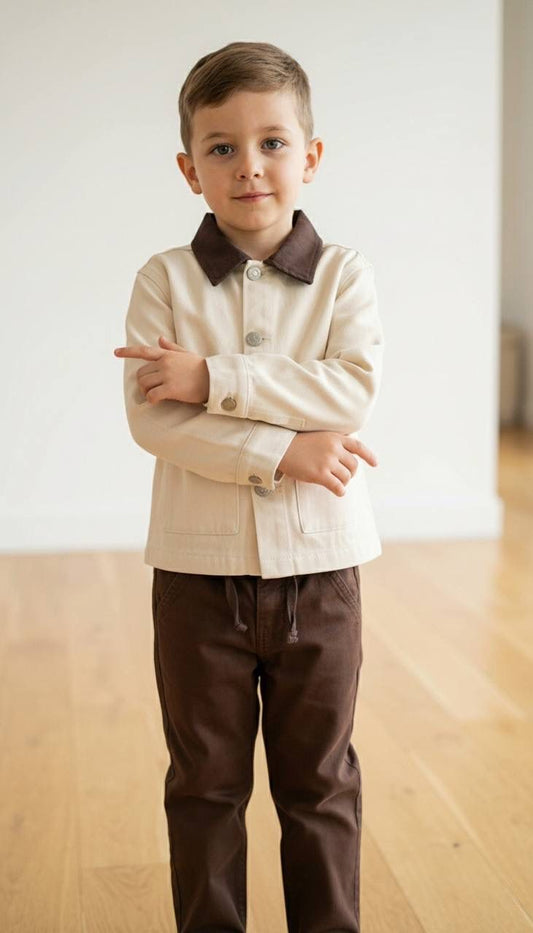 Kontrast Yakalı Kanvas Takım