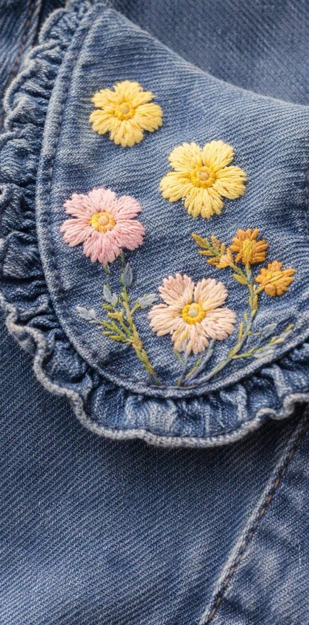 Nakış İşlemeli Denim İkili Takım