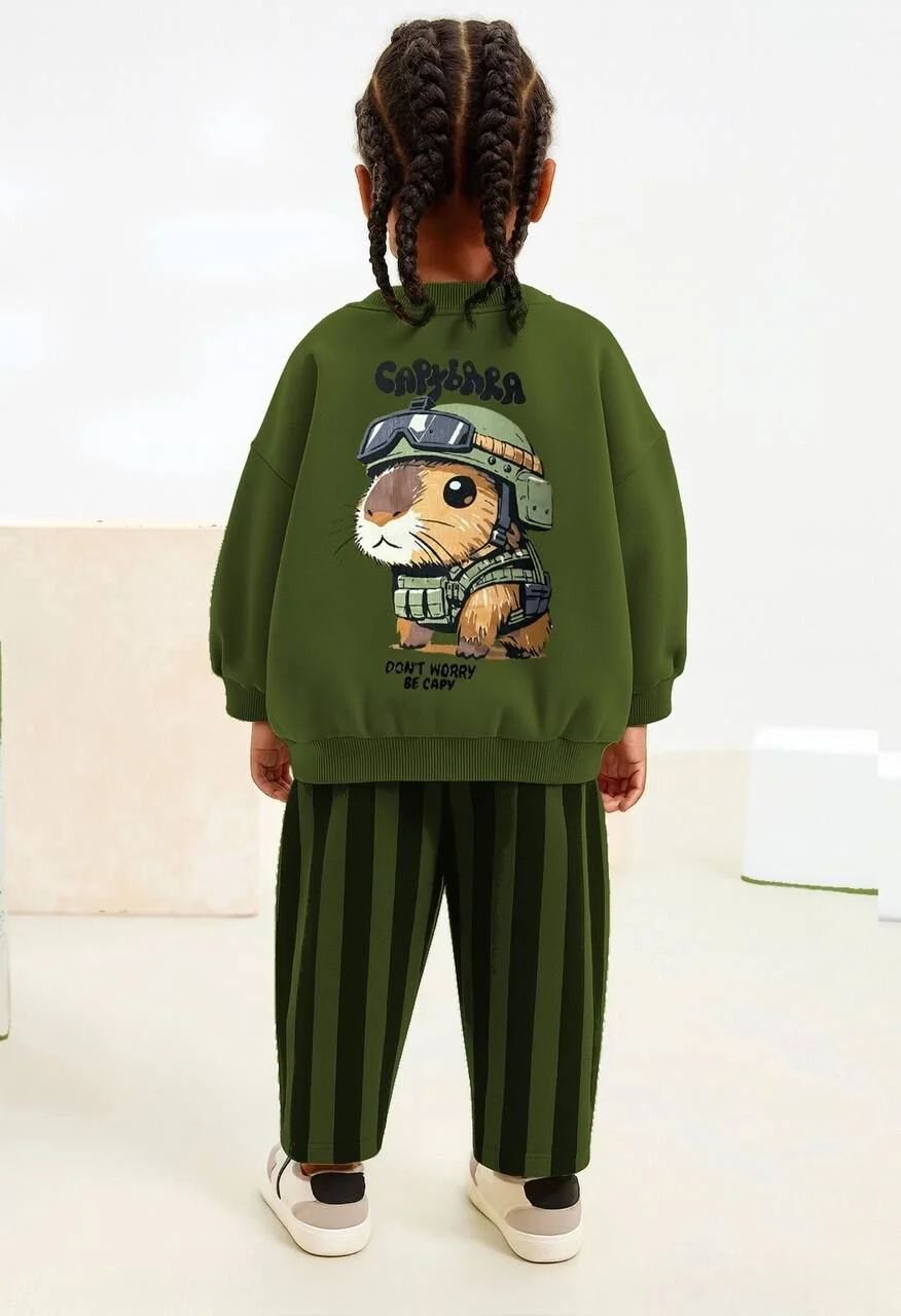 Capybara Baskılı İkili Takım-Yeşil