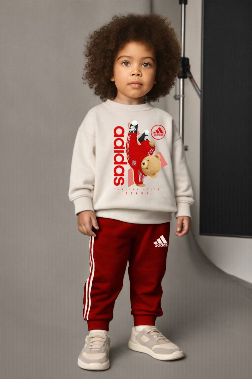 ADS Bear Baskılı İkili Takım -Kırmızı