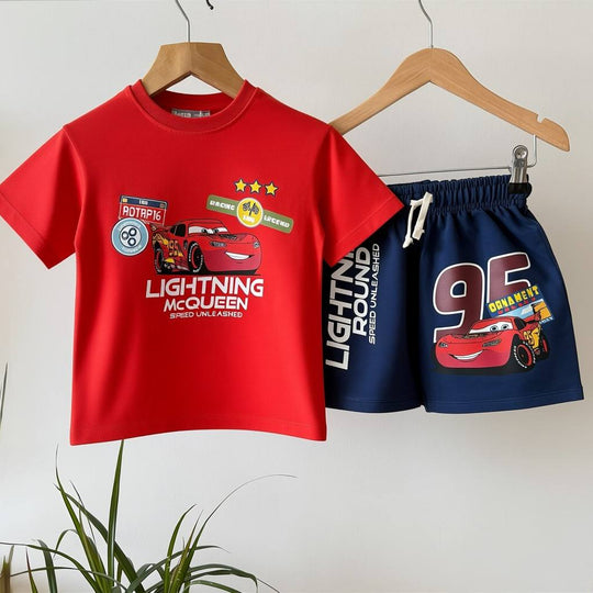 Erkek Çocuk "Lightning McQueen - 95" Baskılı Şortlu İkili Takım