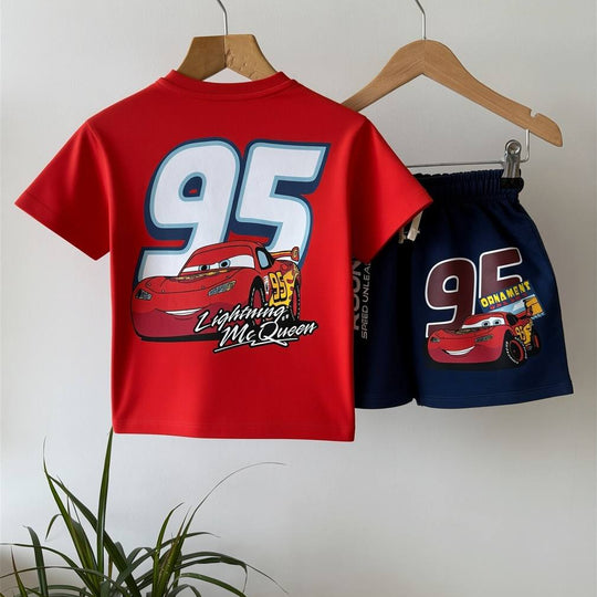 Erkek Çocuk "Lightning McQueen - 95" Baskılı Şortlu İkili Takım