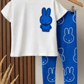 Çocuk "Miffy" Tavşan Nakışlı Taytlı İkili Takım