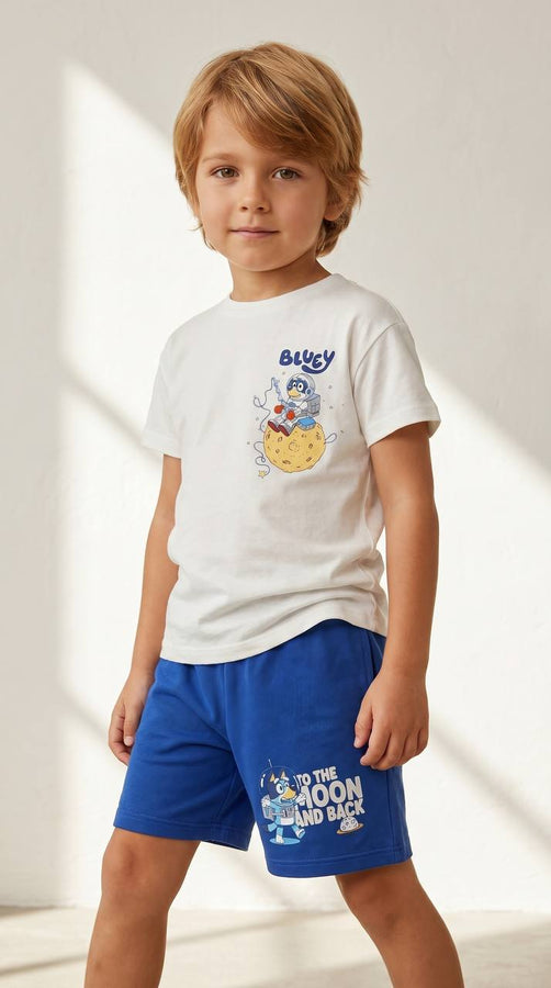 Bluey ve Bugs Bunny Baskılı Erkek Çocuk Şortlu Takım
