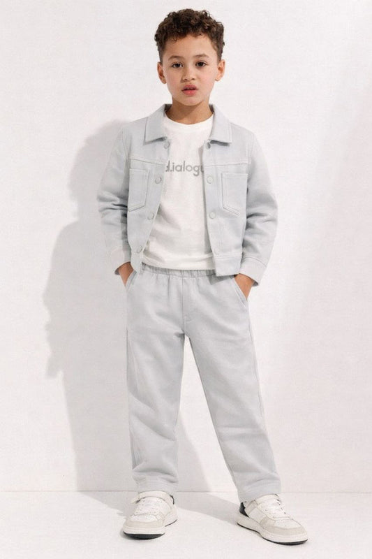 3'lü Gofre Kumaş Kumaş Takım Gri(1-6 Yaş)