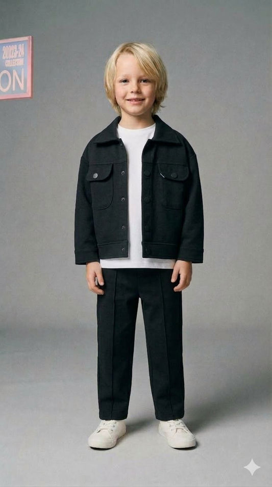 3'lü Doubleface Kumaş Takım Siyah (1-6 Yaş)