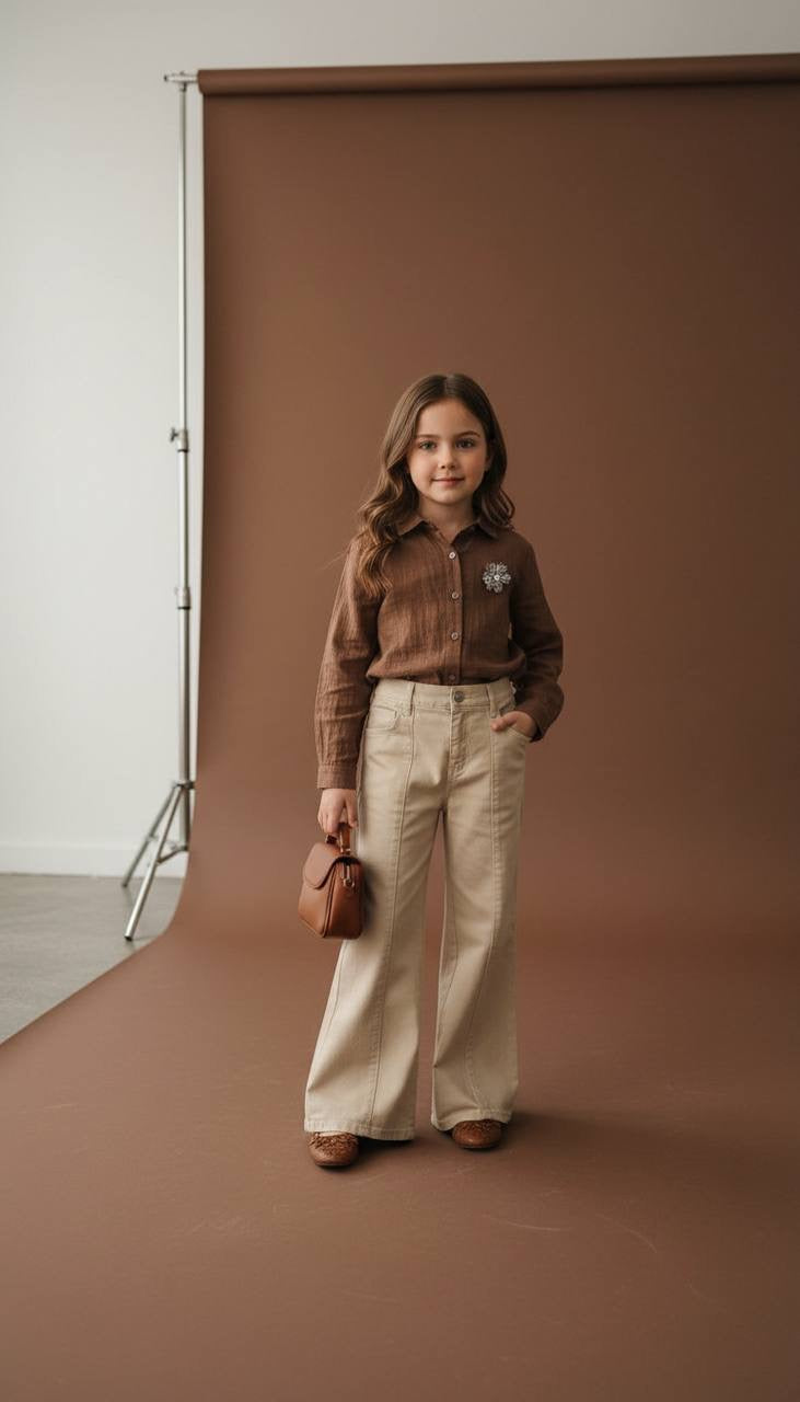 Bej İspanyol Paça Kanvas Pantolon