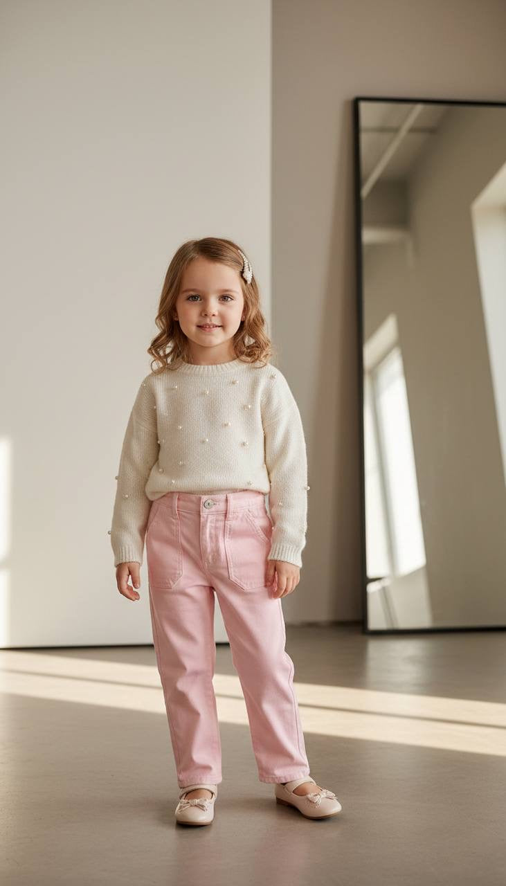 Pastel Pembe Kanvas Pantolon