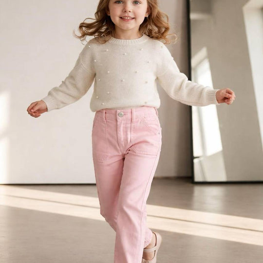 Pastel Pembe Kanvas Pantolon