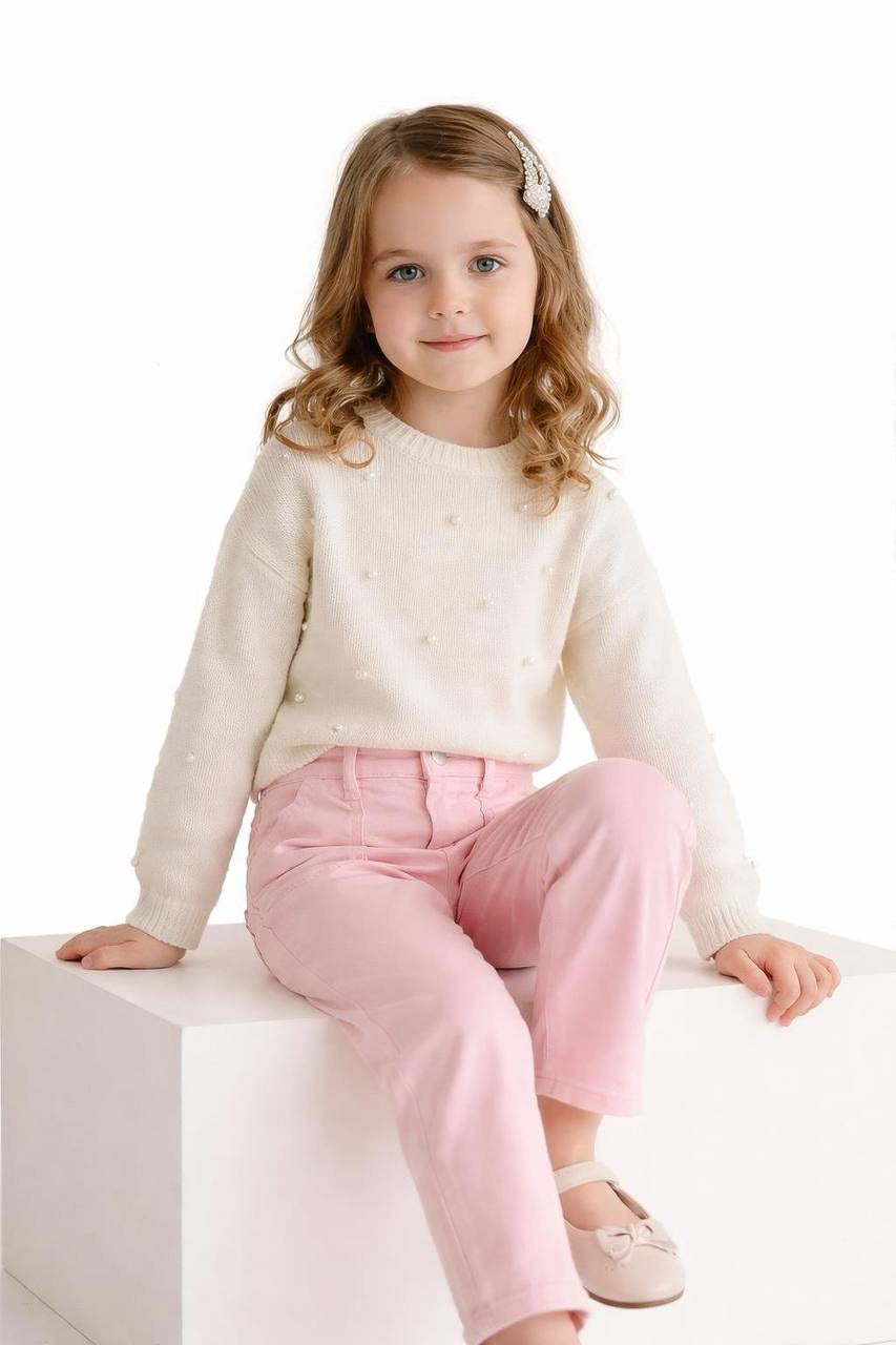 Pastel Pembe Kanvas Pantolon