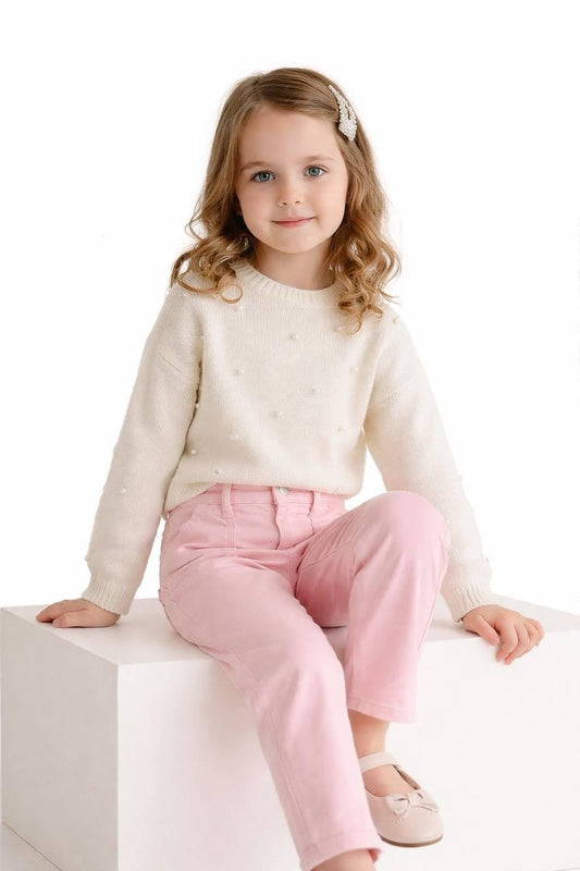 Pastel Pembe Kanvas Pantolon