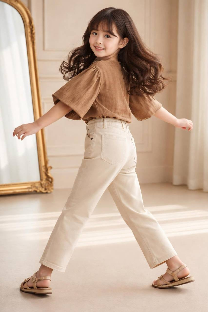 Krem Kanvas Pantolon