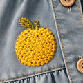Mandalina Nakışlı Denim Elbise
