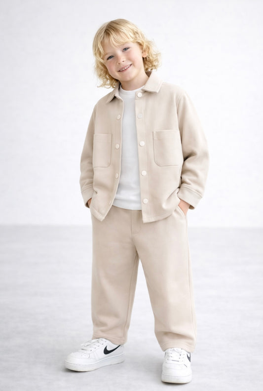 3'lü Doubleface Kumaş Takım Bej