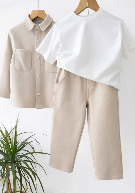 3'lü Doubleface Kumaş Takım Bej