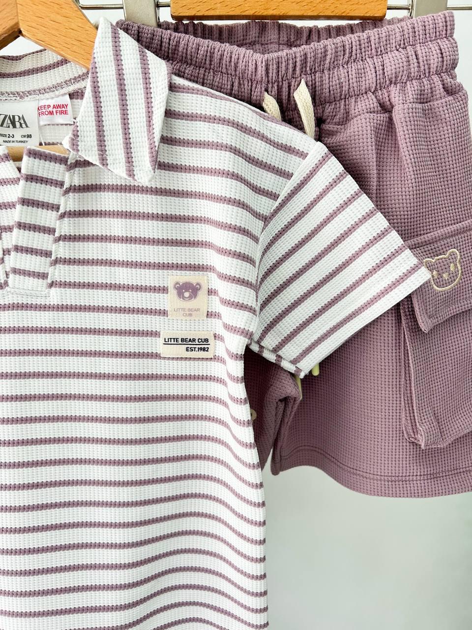 Çizgili Ayılı Oversize Çocuk Takım