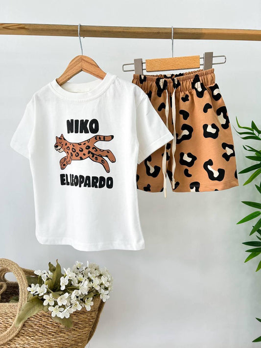 Niko Leopar Oversize Çocuk Takım