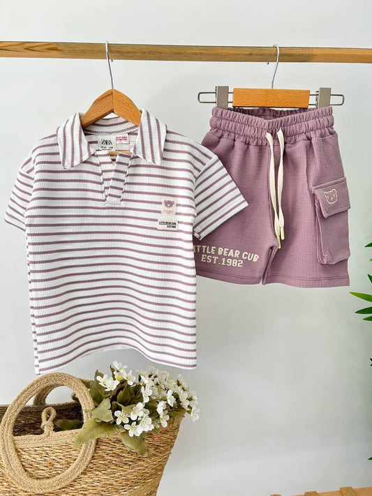 Çizgili Ayılı Oversize Çocuk Takım