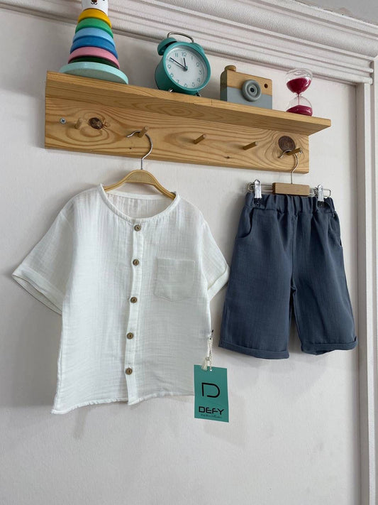 Müslin Tişört Antrasit İkili Takımı