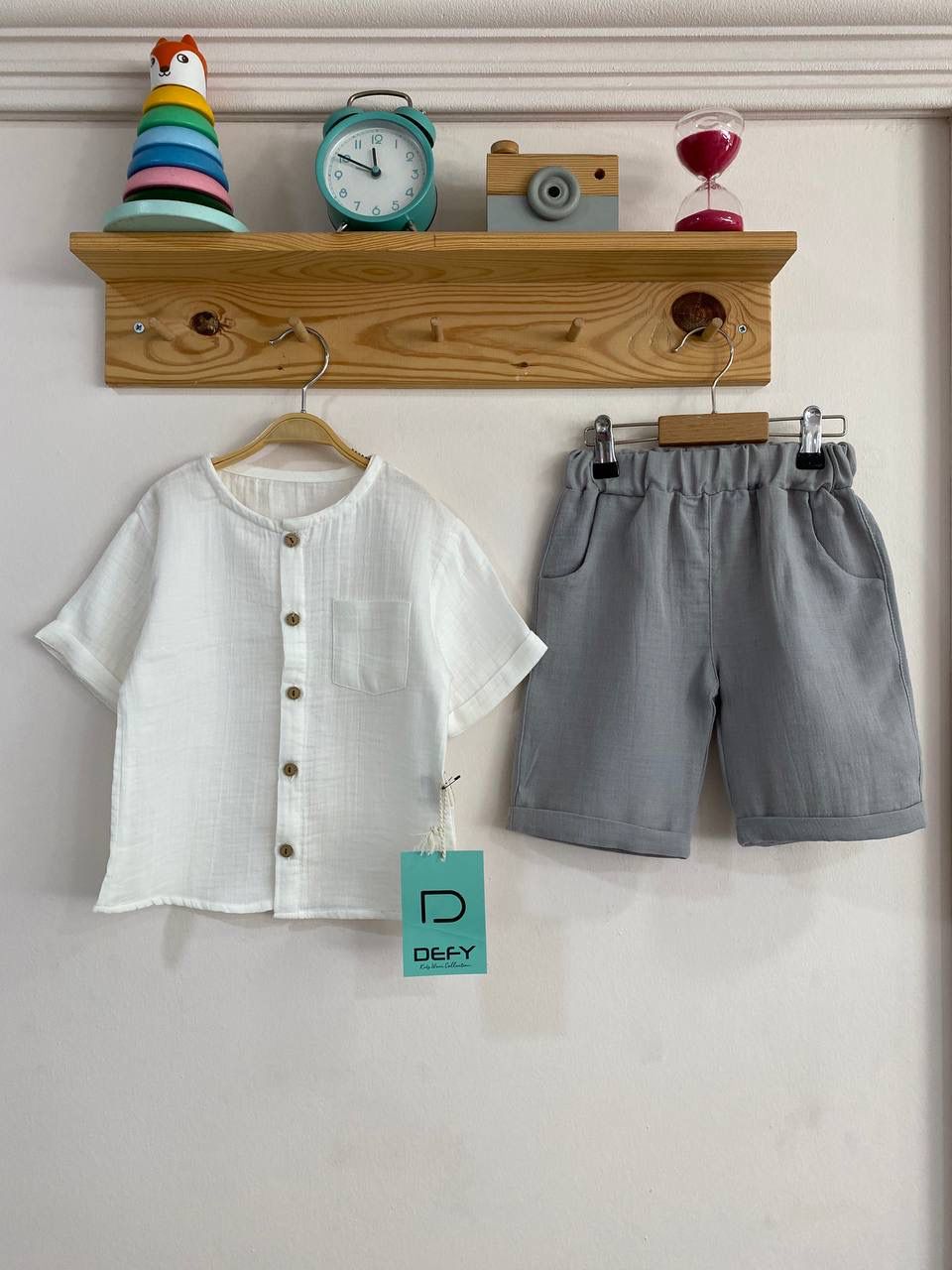 Müslin Tişört Gri İkili Takımı