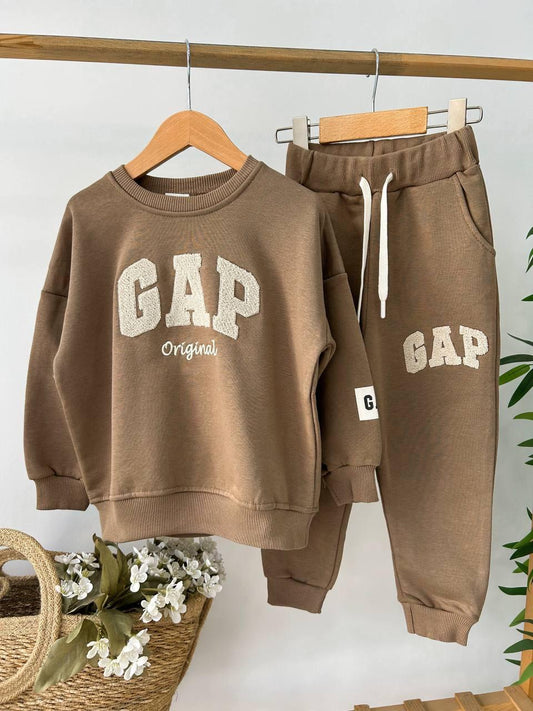 Fırçalı Kumaş GAP Takım Kahverengi