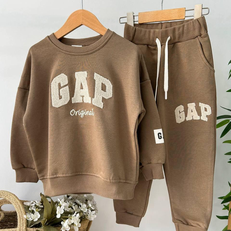 Fırçalı Kumaş GAP Takım Kahverengi
