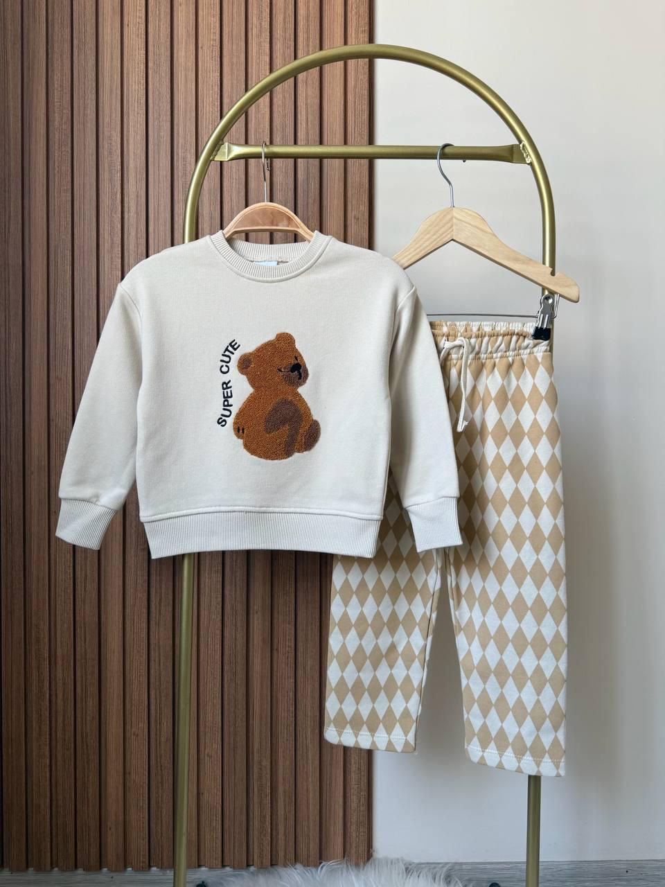 Bear Nakış Detaylı İkili Takım