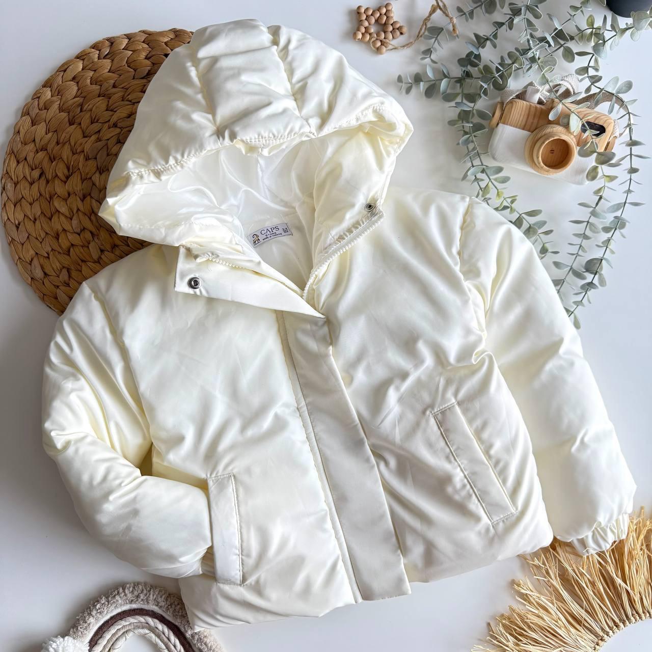 Su Geçirmez Şişme Kapüşonlu Mont Beyaz