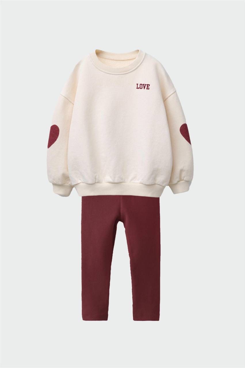 Love Baskı Detaylı İkili Takım