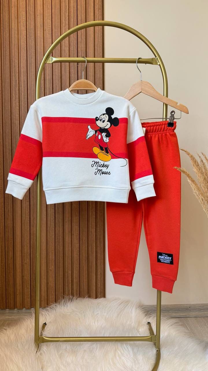 Mickey Baskılı İkili Takım- Kırmızı