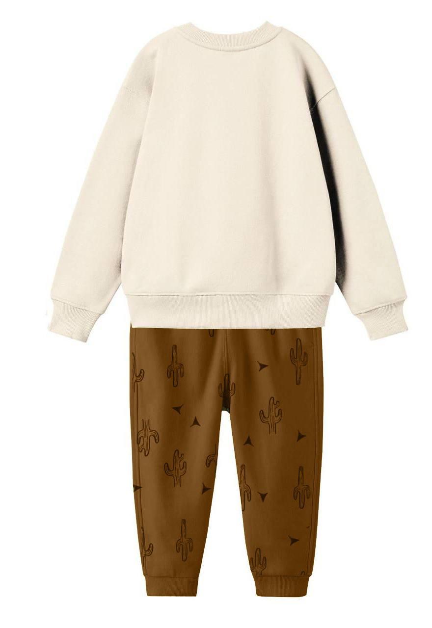 GAP Kaktüs Desen Baskılı İkili Takım-Kahverengi