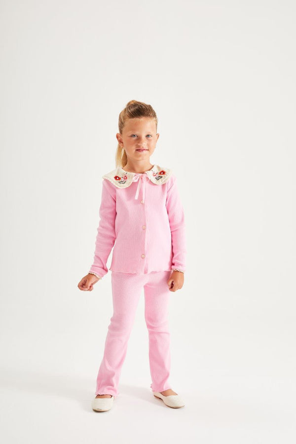 Bebe Yaka Taytlı İkili Takım-Pembe