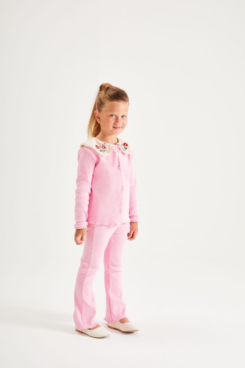 Bebe Yaka Taytlı İkili Takım-Pembe