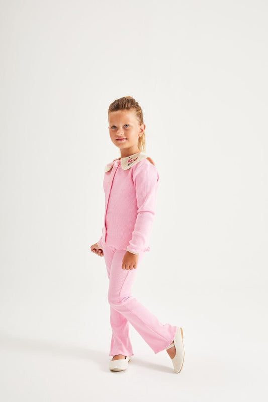 Bebe Yaka Taytlı İkili Takım-Pembe