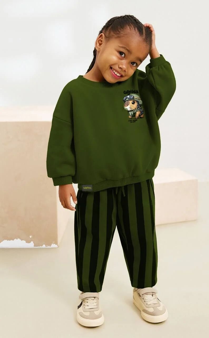 Capybara Baskılı İkili Takım-Yeşil