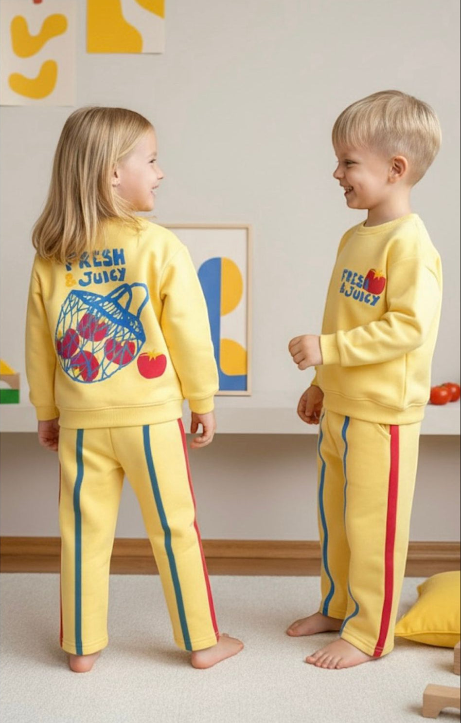 Funny Juicy Baskılı İkili Takım-Sarı