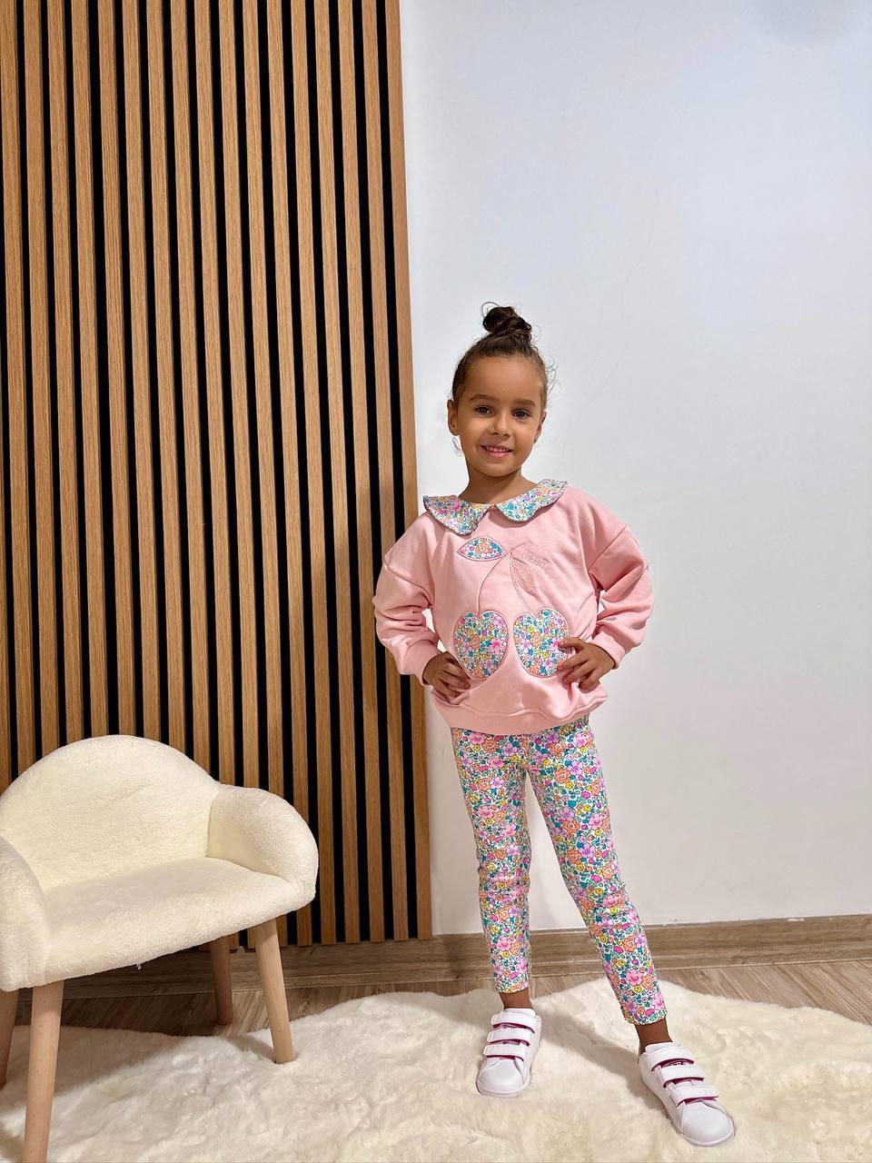 Renkli Kiraz Baskılı İkili Takım