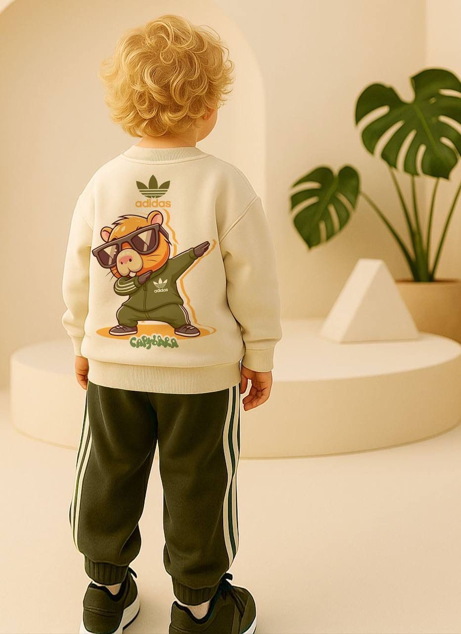 ADS Capybara Baskılı İkili Takım-Yeşil