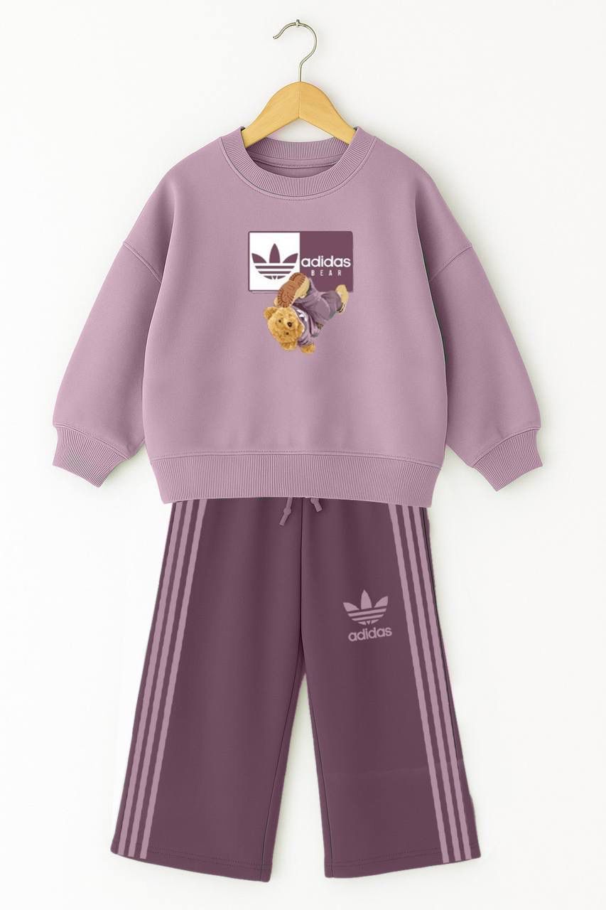 ADS Bear Baskılı İkili Takım-Mor