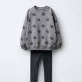 Pamuklu Çiçek Deseni Sweatshirt & Tayt Takımı