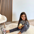 Pamuklu Çiçek Deseni Sweatshirt & Tayt Takımı