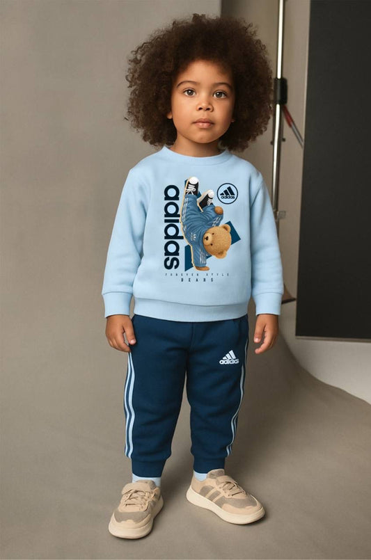 ADS Bear Baskılı İkili Takım -Mavi